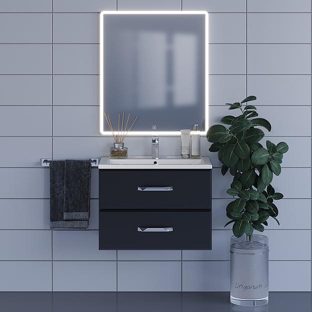 Тумба с раковиной для ванной Uperwood Foster 70 см, подвесная, черная фото 3