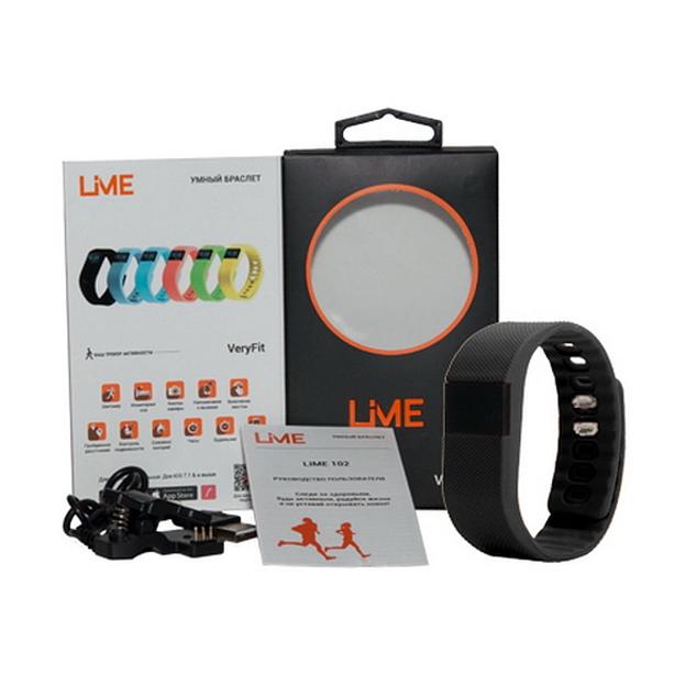 Lime 102 black Шагомер, Подсчет калорий, Часы, Будильник, Черный ремешок (550113) фото 1