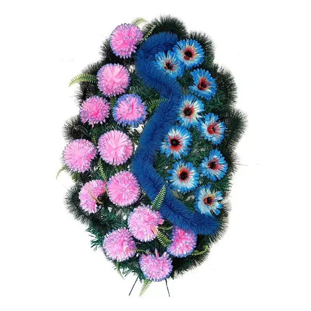 Р-ный венок Евора Blue Wave ф201-р200-цвЁр-н159-д209-г497-г550 95см фото 1