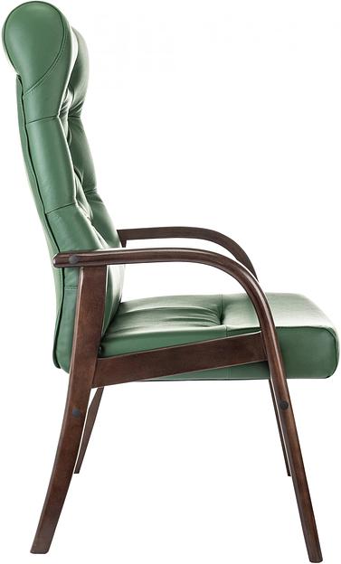 Кресло Бюрократ T-9928WALNUT-CF зеленый кожа на ножках дерево фото 4