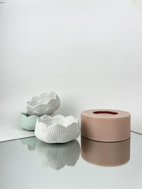 Силиконовый молд для изготовления кашпо-подсвечник Лотос, опт фото 1