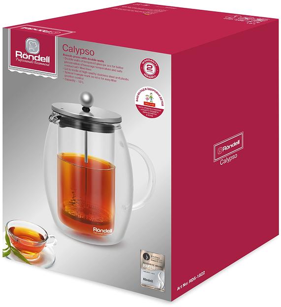 Френч-пресс Rondell Calypso RDS-1822 1л прозрачный фото 4