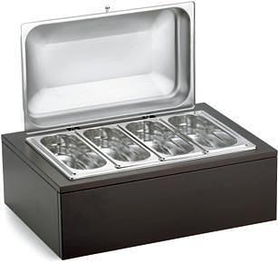 Мармит для сервировки, GN1/4-65-4 шт. с горелками, крышка нерж., подставка дерево, коричневый Pinti /1/ фото 1