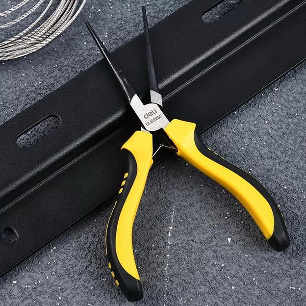 Мини-тонкогубцы удлиненные Deli DL103202 150мм, двухкомпонентная рукоять фото 2