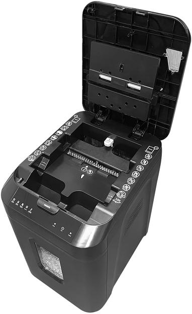 Шредер Heleos АП40 черный с автоподачей (секр.P-4) фрагменты 150лист. 37лтр. скрепки скобы пл.карты фото 5