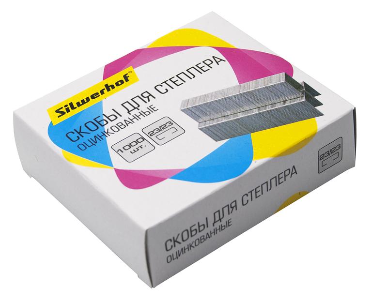 Скобы для степлера 23/23 Silwerhof оцинкованные кор.карт. (упак.:1000шт.) фото 3
