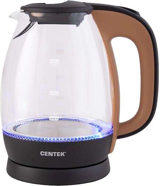 Чайник электрический Centek CT-0056 1.7л. 2200Вт коричневый/бежевый (корпус: стекло) фото 4