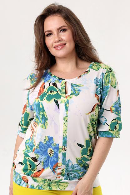 Блузка женская  3088-92/11/Белый, зеленый  фото 1