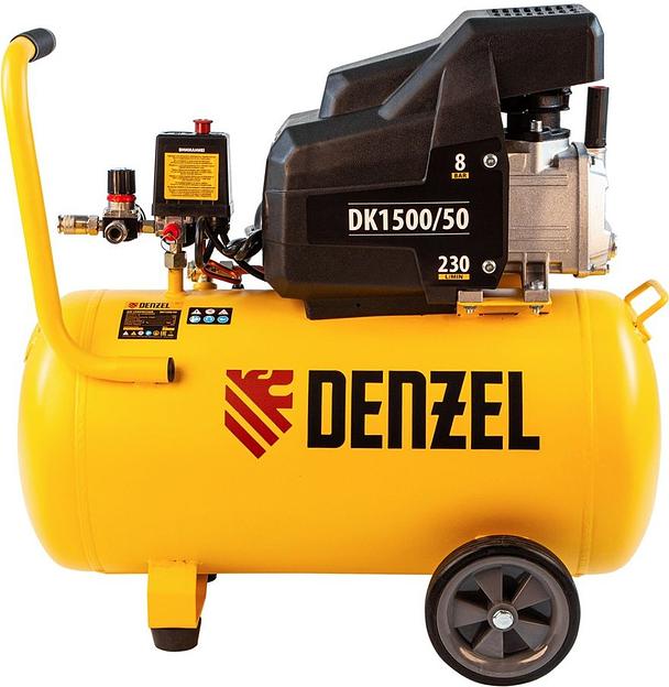 Компрессор поршневой Denzel DK1500/50,Х-PRO масляный 230л/мин 50л 1500Вт желтый/черный фото 6