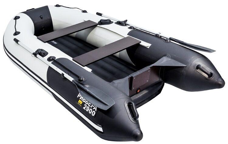 Лодка Ривьера Компакт 2900 НДНД, 2900*1500*420 мм., цвет: серый-черный фото 1