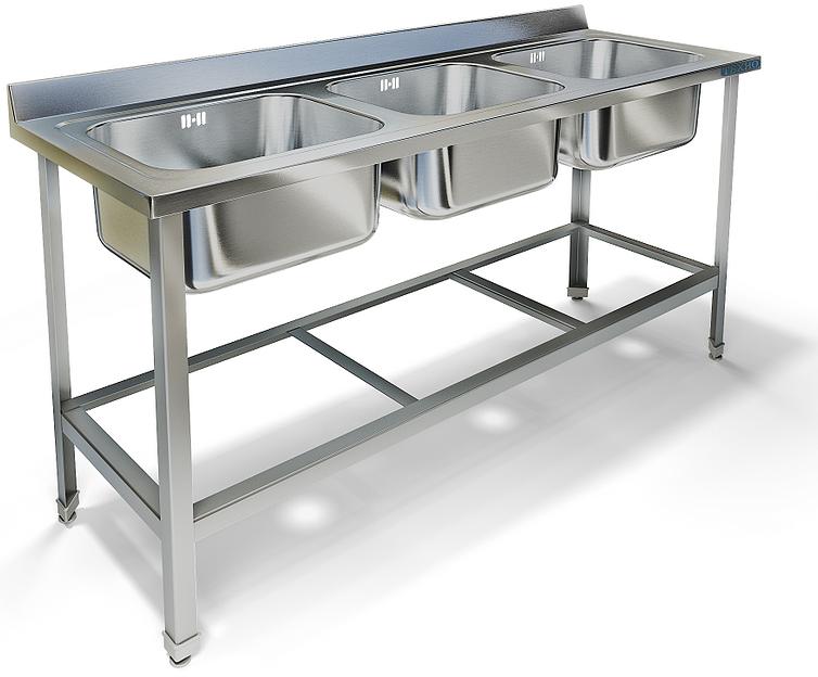 Ванна моечная цельнотянутая трехсекционная ВМ-49/657 (2100x700x850 мм) фото 1