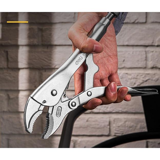 Зажимные клещи с изогнутыми губками Deli DL0381 200мм, рабочий ход 55мм, регулировочный винт фото 2