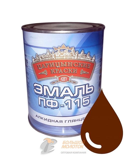 Эмаль ПФ-115 коричневая 0,8 кг Царицино /14 фото 1