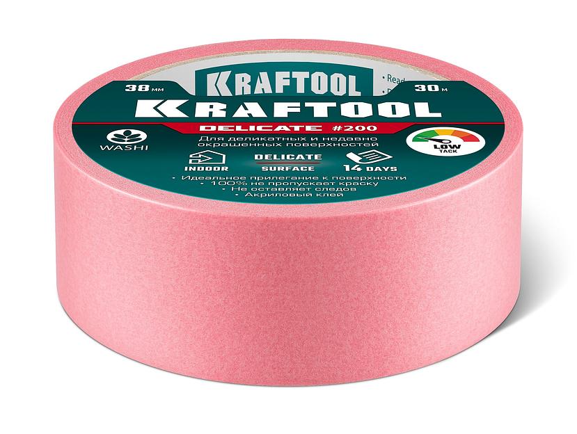KRAFTOOL #200 Delicate 38 мм х 30 м, для деликатных и недавно окрашенных поверхностей, малярная лента (12102-38) фото 6