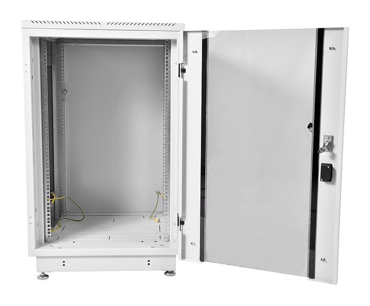 Шкаф коммутационный ЦМО ШТК-М-18.6.6-1ААА-9005 18U 600x600мм пер.дв.стекл задн.дв.стал.лист 2 бок.пан. направл.под закл.гайки 270кг черный фото 2