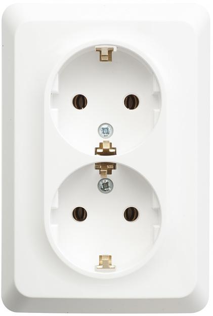 Systeme electric PC16-107B ЭТЮД С/У двойная РОЗЕТКА с заземлением без шторок 16А 250B, БЕЛЫЙ, Россия фото 3
