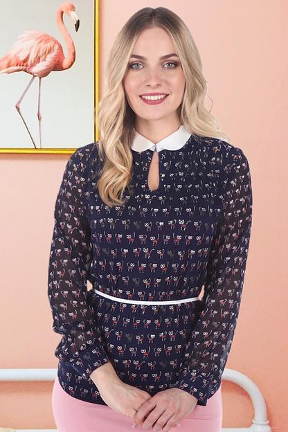 Блузка женская  1146-24/03/Синий, розовый  фото 1