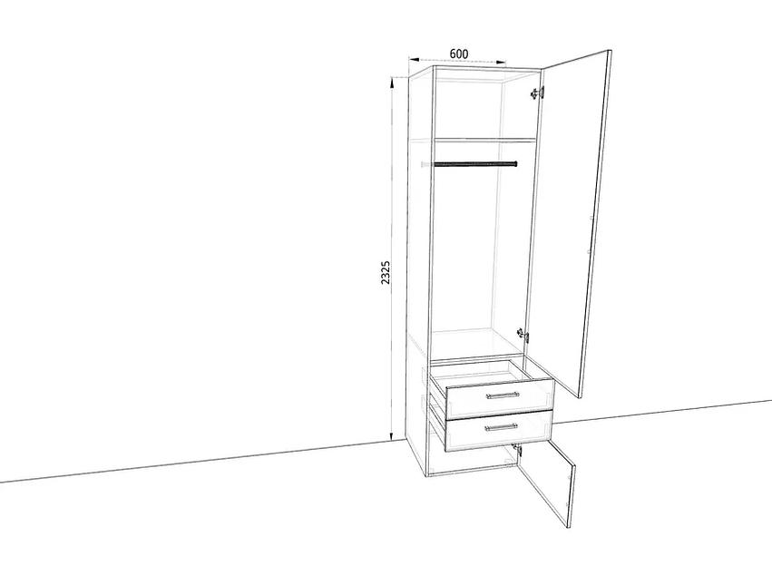 Шкаф распашной Sanvut 600х500х2325 мм арт.Ш639ЯМ с двумя ящиками ОПТ фото 1