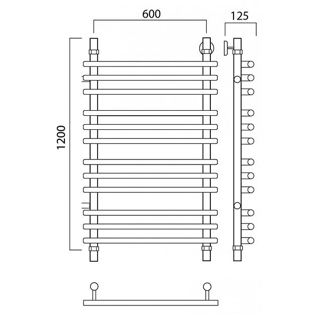 Полотенцесушитель водяной Роснерж Нео 1 L106011 120x60 с боковым подключением 800 групповой фото 2