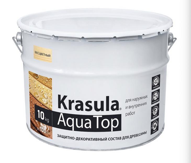 Защитно-декоративный состав «KRASULA» AQUA Top для древесины 10 кг, опт фото 1