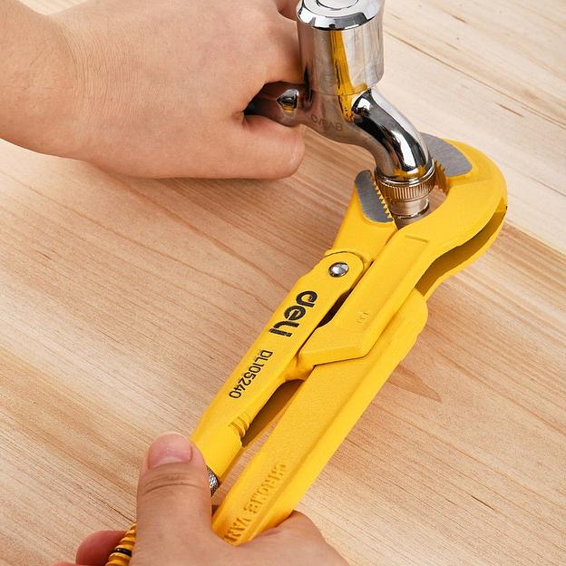 Ключи Deli Трубный рычажный ключ №1 с изогнутыми губками Deli DL105240 315мм, раскрытие губок 0-40мм, сталь Cr-V фото 10