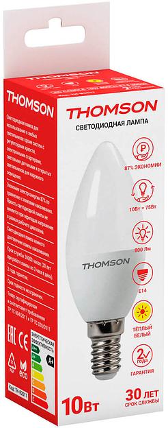 Лампа светодиодная Thomson TH-B2017 10Вт цок.:E14 свеча 220B 3000K св.свеч.бел.теп. Candle (упак.:1шт) фото 2