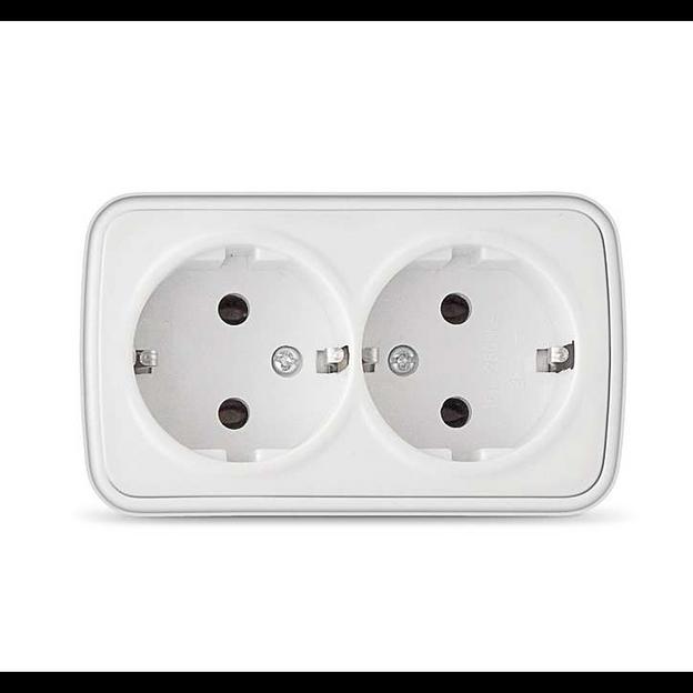 Розетка 2-м ОП Электра 16А IP20 с заземл. бел. Союз 0020 фото 1