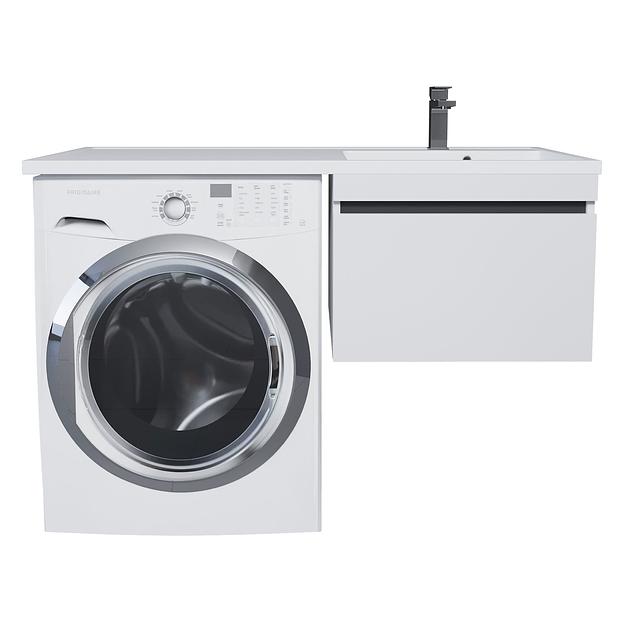 Тумба под стиральную машину Uperwood Magenta, 60 см, подвесная, белая/графит, выдвижной ящик фото 1