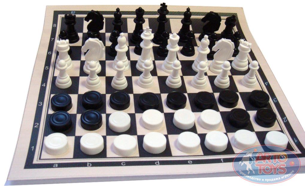Шашки и шахматы 2в1 в тубусе ОПТ фото 7