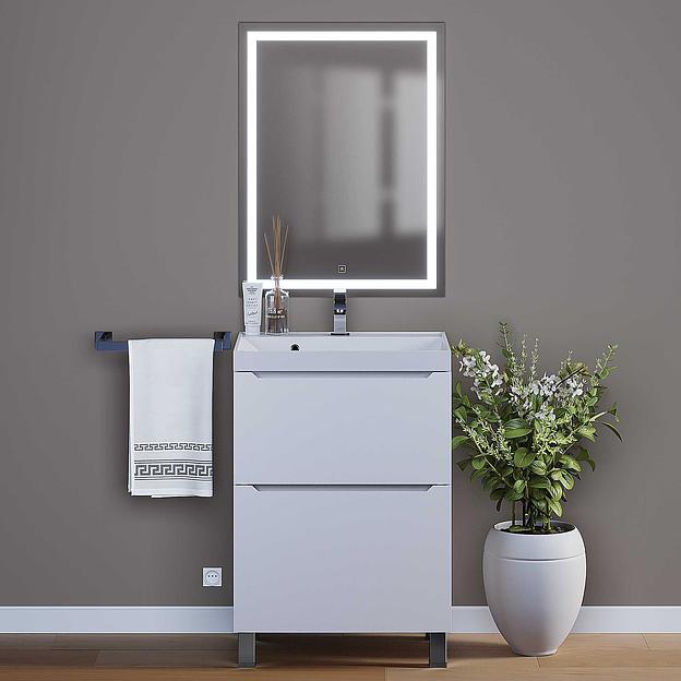 Тумба под раковину для ванной Uperwood Tanos, 60 см, напольная, белая, 2 ящика фото 4