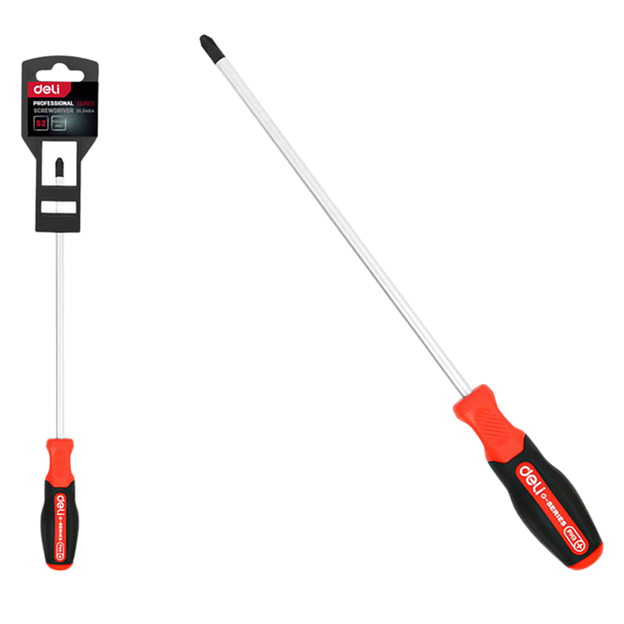 Крестовая DL3464 PH3x200мм сталь S2, матовый стержень, двухкомпонентная прорезиненная рукоять фото 1