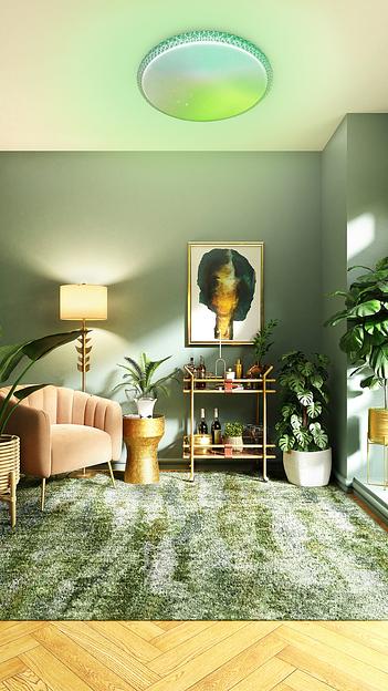 Светильник светодиодный ДБО-75 настенно-потолочный управляемый MYSTERY RGB 230В 3000-6500K 6000Лм 495x85мм с RGB подсветкой фото 3