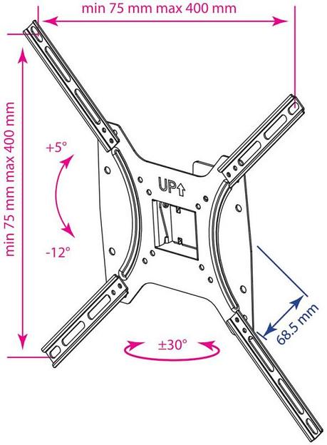 Кронштейн для телевизора Kromax OPTIMA-402 черный 15"-55" макс.25кг настенный поворот и наклон фото 2