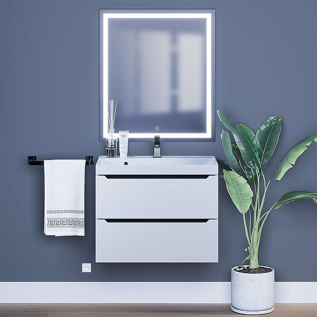 Тумба с раковиной для ванной Uperwood Tanos 70 см, подвесная, матовая, белая/графит фото 4