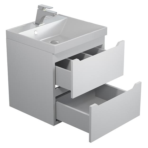 Тумба с раковиной для ванной Uperwood Tanos 50 см, подвесная, матовая, белая фото 6