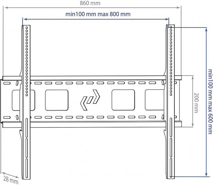 Кронштейн для телевизора Kromax STAR-1 черный 32"-90" макс.81кг настенный фиксированный фото 2