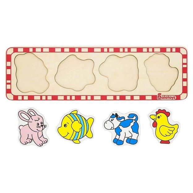 Пазлы "Заяц, рыбка, корова, петух" фото 1