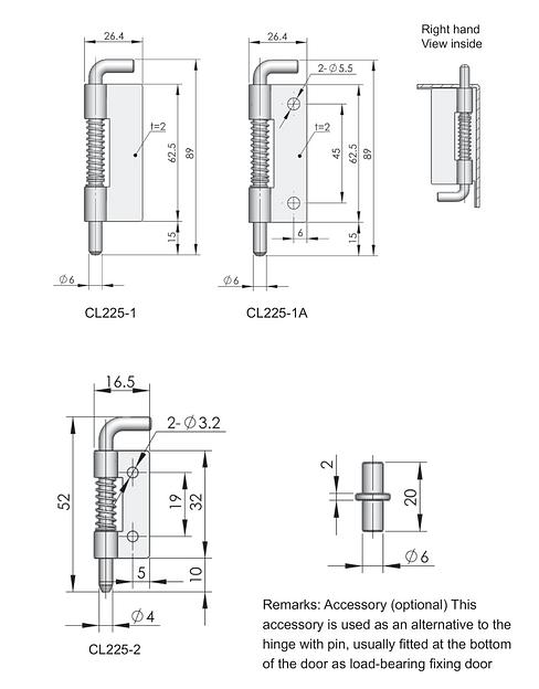 Петля с пружиной CL225-2-Y фото 2
