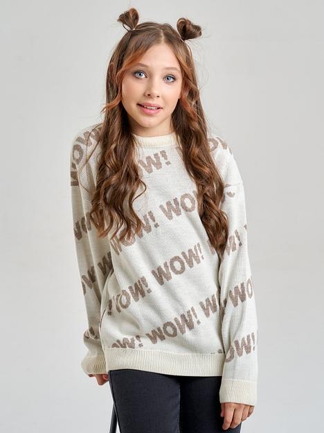 Джемпер «Вау» молочный, для девочек ОПТ фото 4