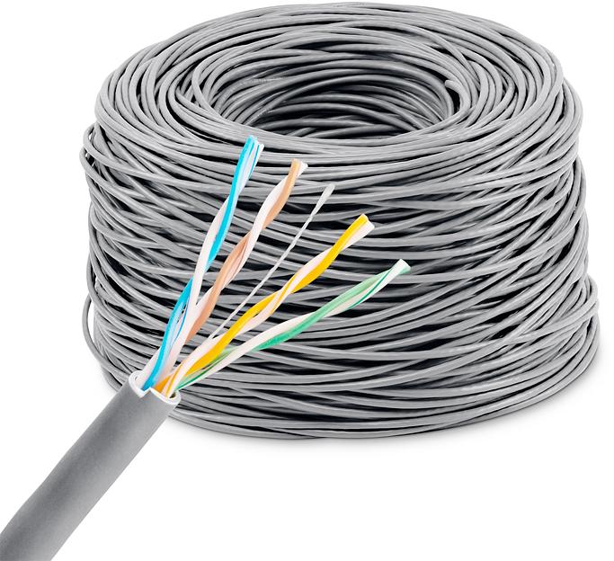 Кабель сетевой KingPrice KP-utp-c5e-0.5mm-CU-305m UTP 4 пары cat5E solid 0.50мм Cu 305м серый (упак.:1шт) фото 1