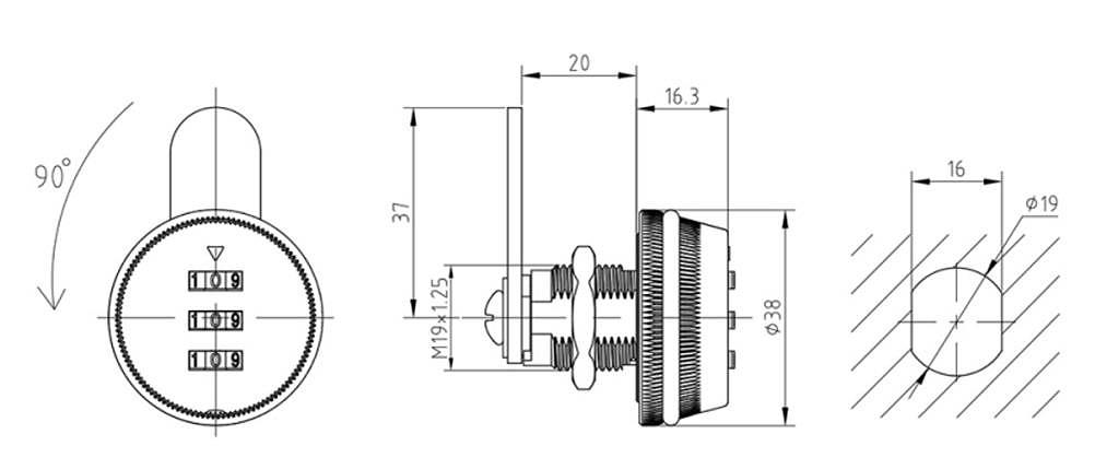 Почтовый кодовый замок ЗК 090 хром фото 2