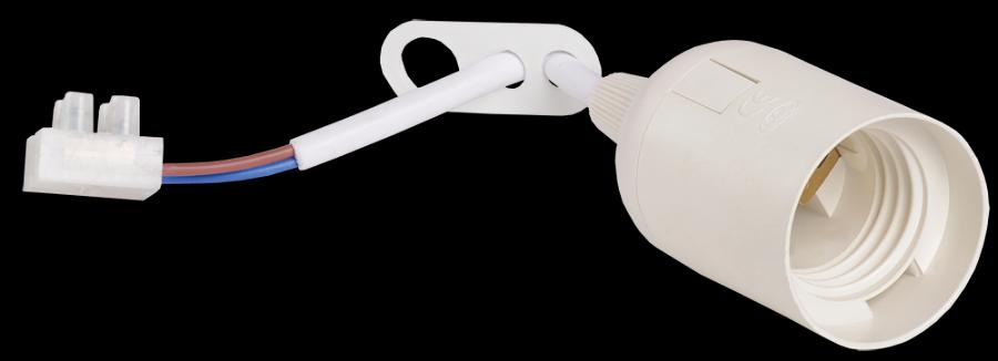 Патрон подвесной Е27 с проводом и клемной колодкой пластик белый (EPP14-04-01-K01) фото 1