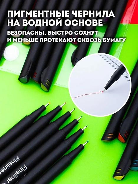 Набор ручек "FINELINER" 12 цветов. Капиллярные ручки для скетчинга ОПТ фото 4