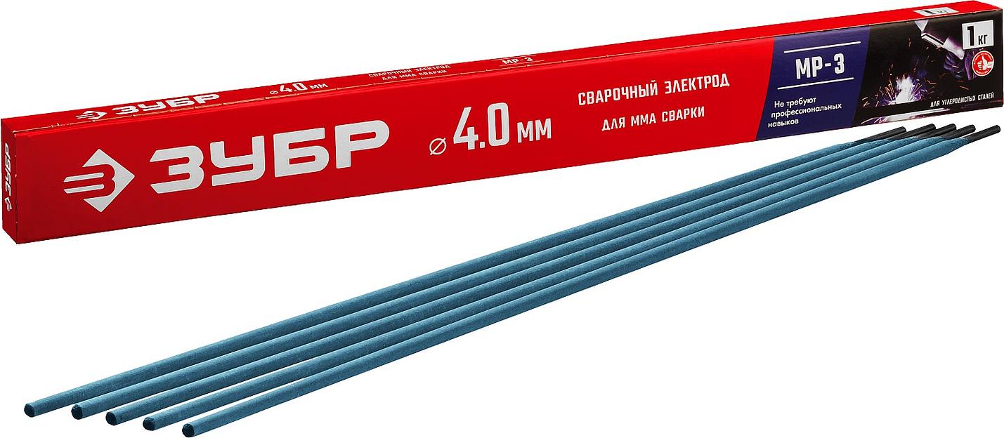 ЗУБР Д 4.0 х 450 мм, 1 кг в коробке, МР-3 рутиловый, электрод сварочный (40011-4.0) фото 1