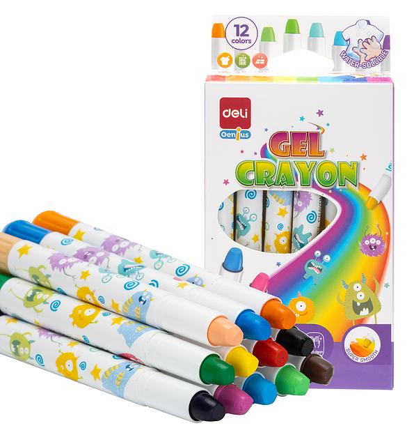 Гелевые мелки Deli EC211-12 круглые 12цв. картон.кор./европод. фото 1