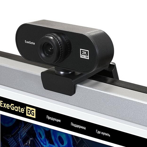 Веб-камера ExeGate Stream C940 2K T-Tripod (матрица 1/3" 5Мп, 2560x1440, 30fps, 4-линзовый объектив (стекло), ручной фокус, USB, микрофон с шумоподавлением, поворотное крепление, телескопический штатив Tripod Tele Ball, кабель 1,5 м, поддержка H.264, Win фото 3