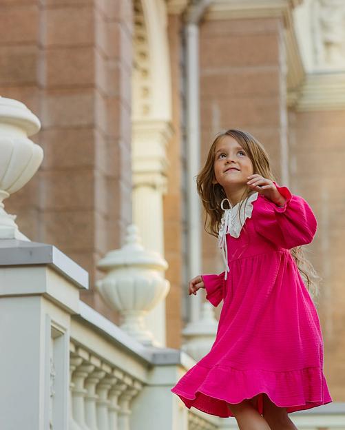 Платье MINI DI «Николь» ярко-розовый, муслин, арт.340/1300 ОПТ фото 1