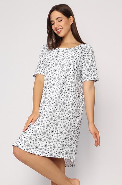 Женская сорочка «Очарование», белый (тёмно-синие снежинки), опт фото 3