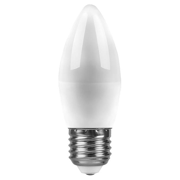 Лампа светодиодная LED 9вт Е27 теплый матовая свеча фото 2