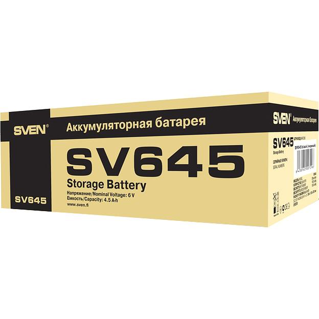 Батарея SVEN SV 645 (6V 4.5Ah), напряжение 6В, емкость 4.5А*ч, макс. ток разряда 67А, макс. ток заряда 1.35А, свинцово-кислотная типа AGM, тип клемм F1, Д/Ш/В 70/47/100, 0.8 кг Sven SV-0222064 фото 4